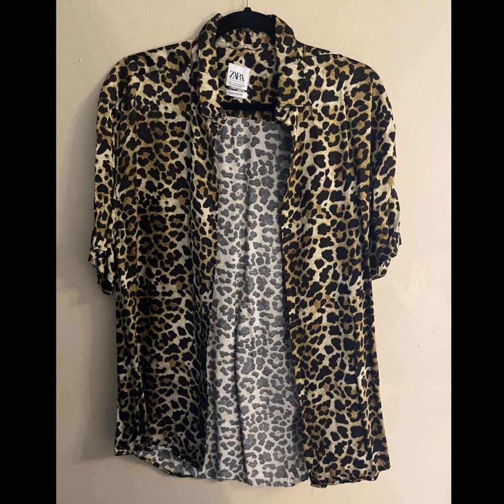 Zara flowy leopard print shirt